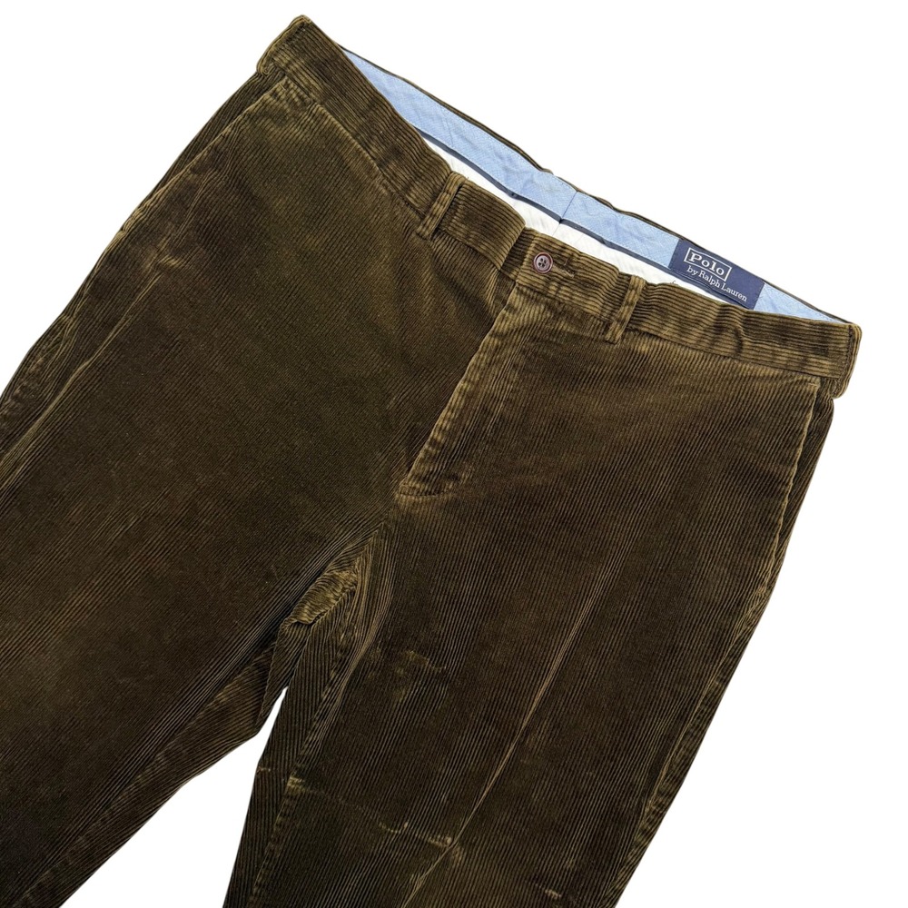 Polo Ralph Lauren Corduroy Pants Mens 38x25 Olive Brown Wide Wale Straight Leg